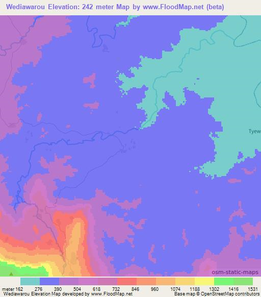 Wediawarou,Guinea Elevation Map