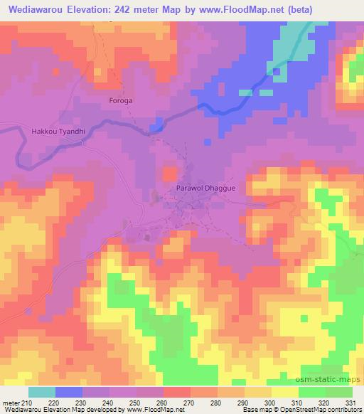 Wediawarou,Guinea Elevation Map