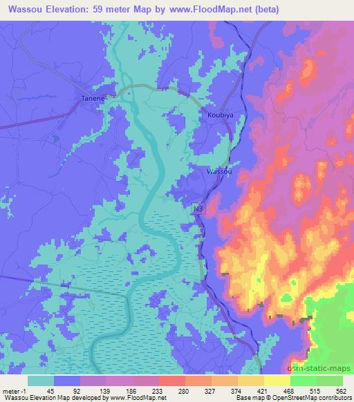 Wassou,Guinea Elevation Map