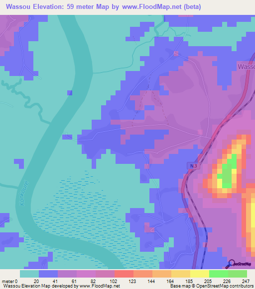 Wassou,Guinea Elevation Map