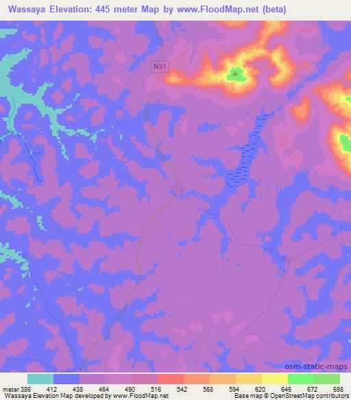 Wassaya,Guinea Elevation Map