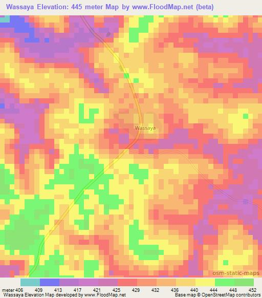 Wassaya,Guinea Elevation Map