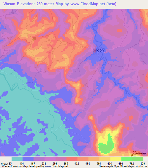 Wasan,Guinea Elevation Map