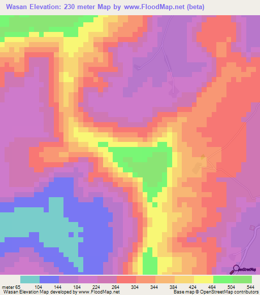 Wasan,Guinea Elevation Map