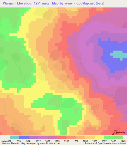 Warnani,Guinea Elevation Map