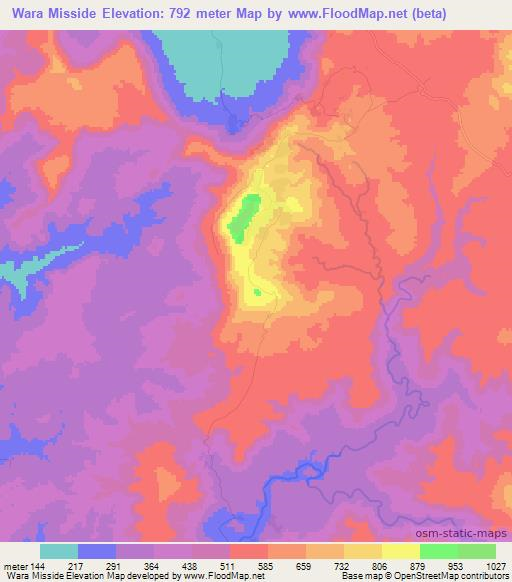 Wara Misside,Guinea Elevation Map