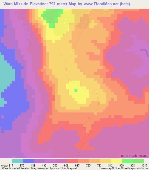 Wara Misside,Guinea Elevation Map