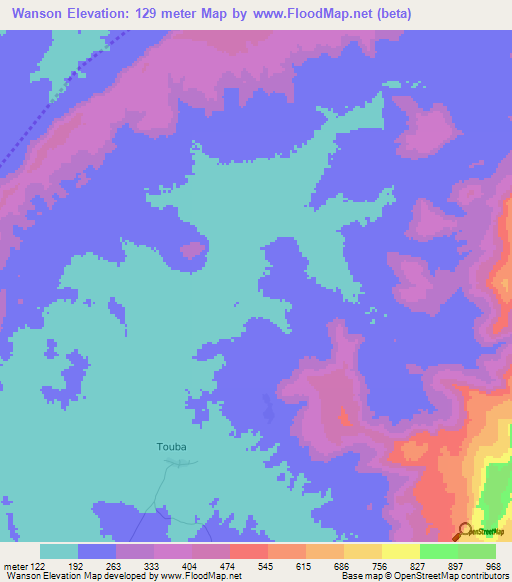 Wanson,Guinea Elevation Map