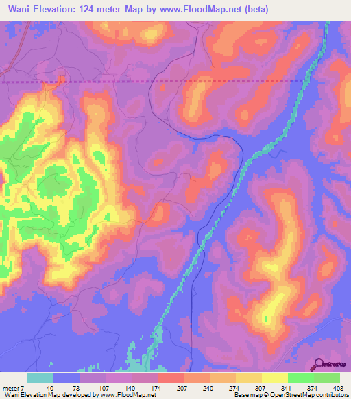 Wani,Guinea Elevation Map