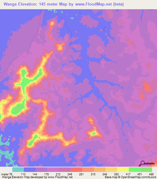 Wanga,Guinea Elevation Map