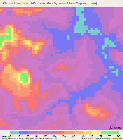 Wanga,Guinea Elevation Map