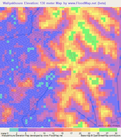 Waliyakhoure,Guinea Elevation Map