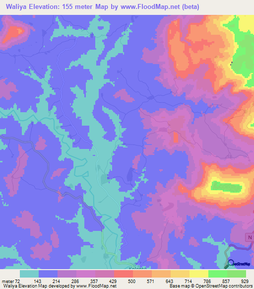 Waliya,Guinea Elevation Map