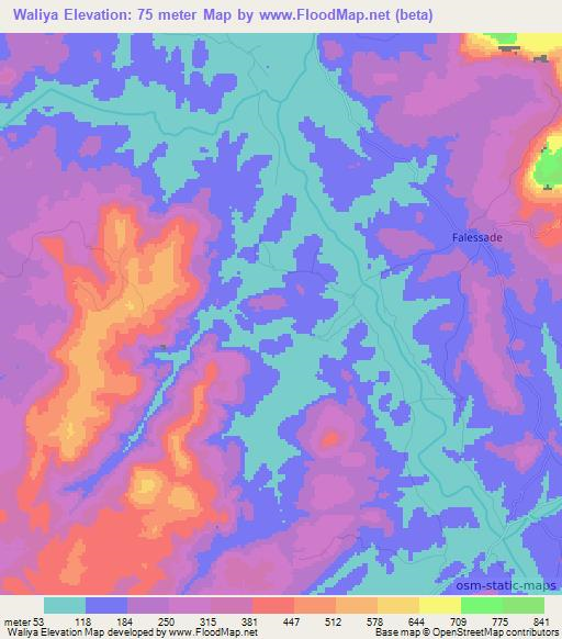 Waliya,Guinea Elevation Map