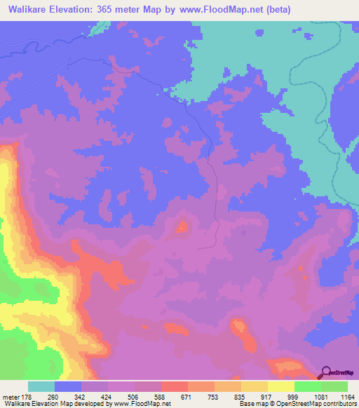 Walikare,Guinea Elevation Map