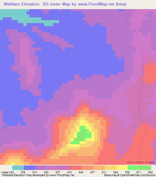 Walikare,Guinea Elevation Map