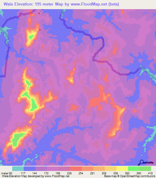 Wala,Guinea Elevation Map