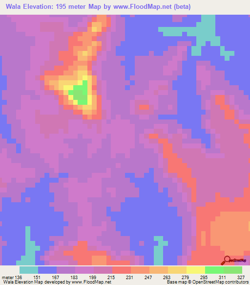 Wala,Guinea Elevation Map