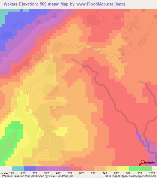 Wakare,Guinea Elevation Map