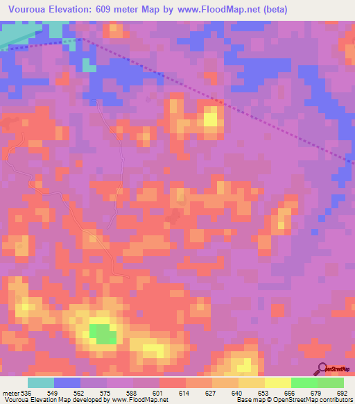 Vouroua,Guinea Elevation Map