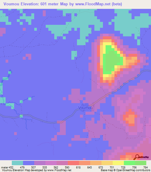 Voumou,Guinea Elevation Map