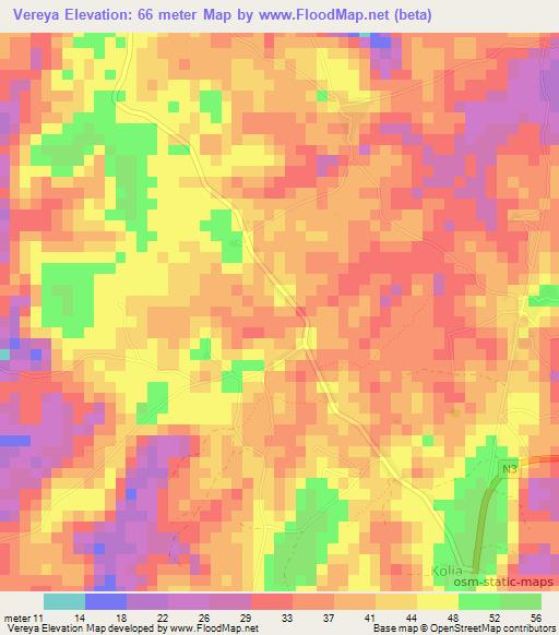 Vereya,Guinea Elevation Map