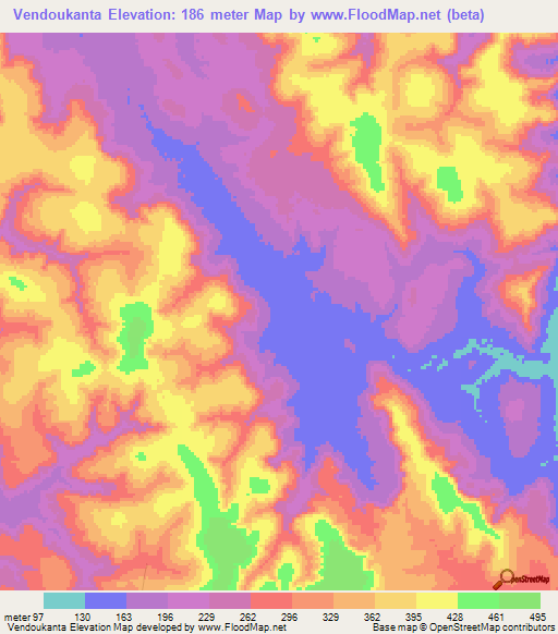 Vendoukanta,Guinea Elevation Map