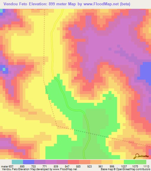 Vendou Feto,Guinea Elevation Map