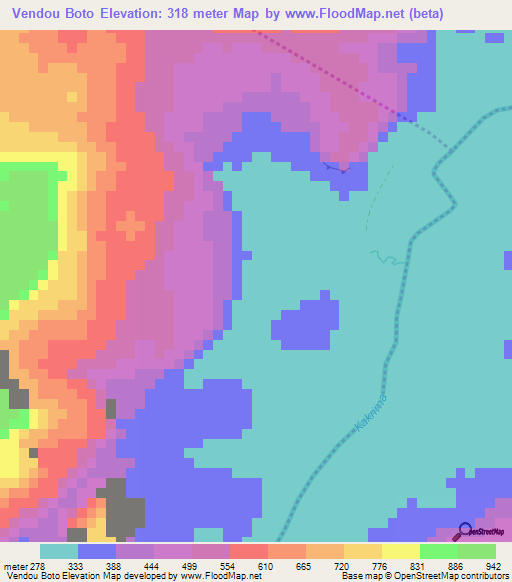 Vendou Boto,Guinea Elevation Map