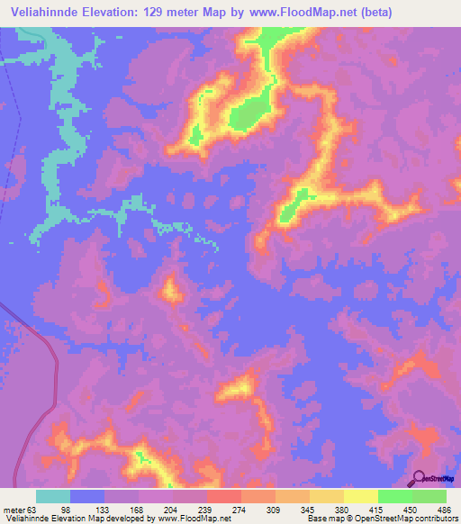 Veliahinnde,Guinea Elevation Map