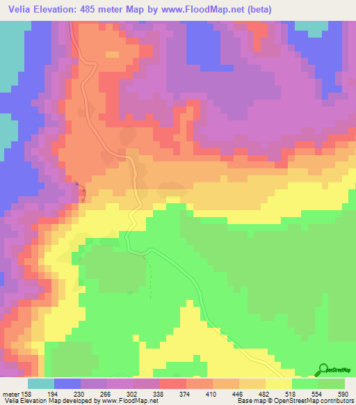 Velia,Guinea Elevation Map