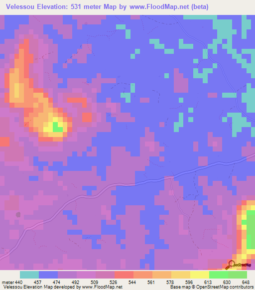 Velessou,Guinea Elevation Map