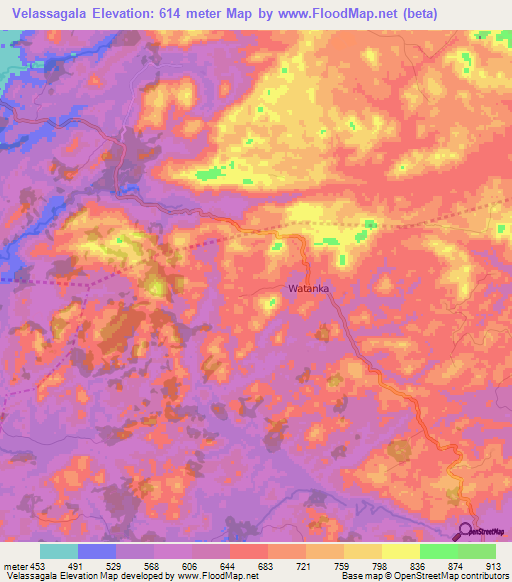 Velassagala,Guinea Elevation Map