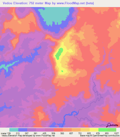 Vedou,Guinea Elevation Map