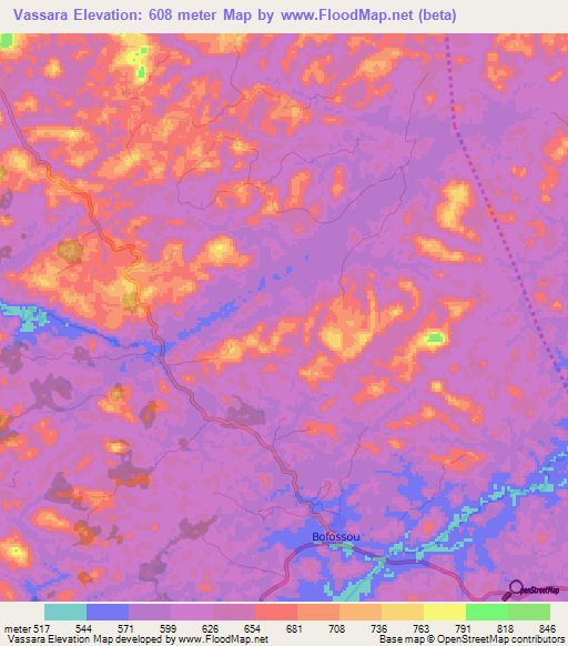 Vassara,Guinea Elevation Map