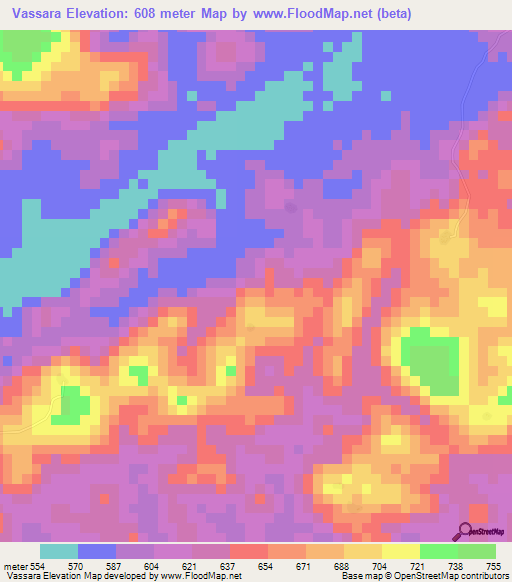 Vassara,Guinea Elevation Map