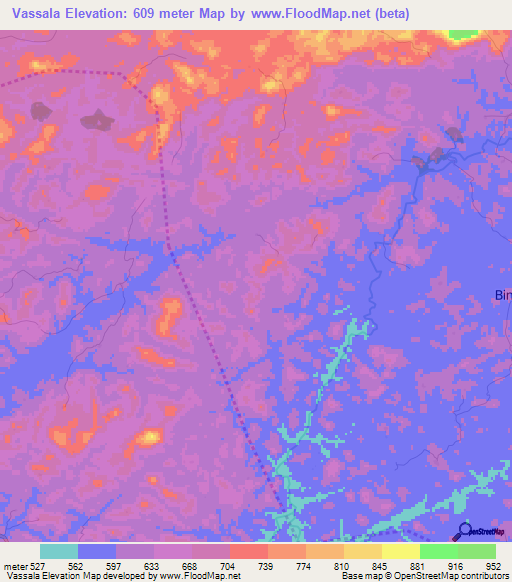 Vassala,Guinea Elevation Map