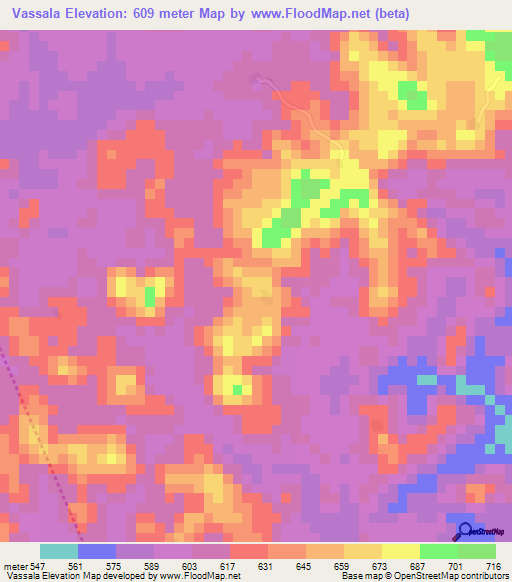 Vassala,Guinea Elevation Map