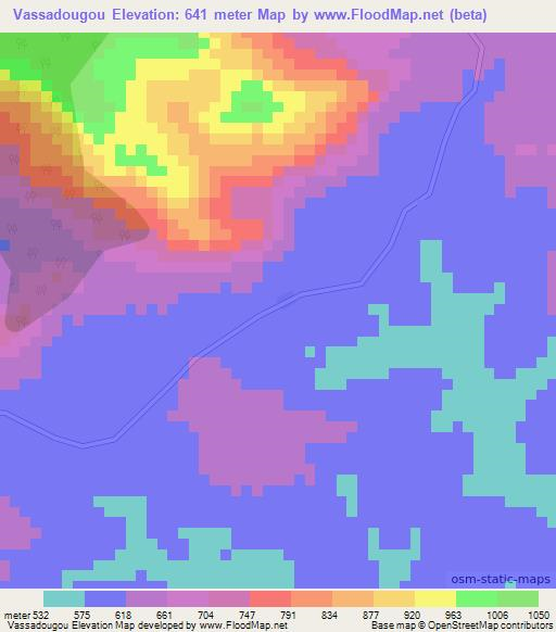 Vassadougou,Guinea Elevation Map