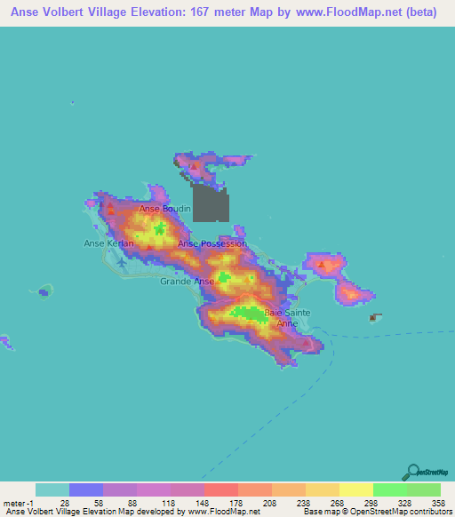 Anse Volbert Village,Seychelles Elevation Map