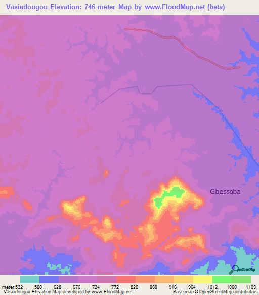 Vasiadougou,Guinea Elevation Map