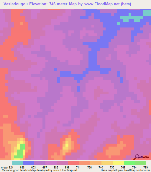 Vasiadougou,Guinea Elevation Map