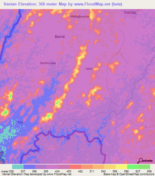 Vanian,Guinea Elevation Map