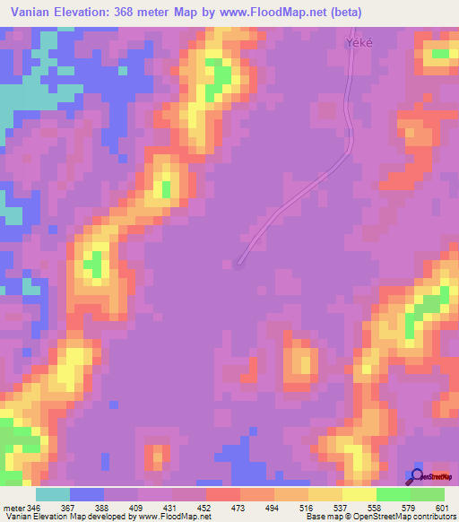 Vanian,Guinea Elevation Map