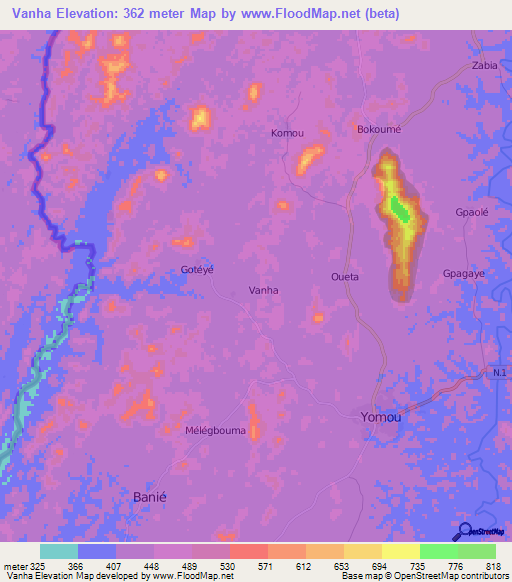 Vanha,Guinea Elevation Map