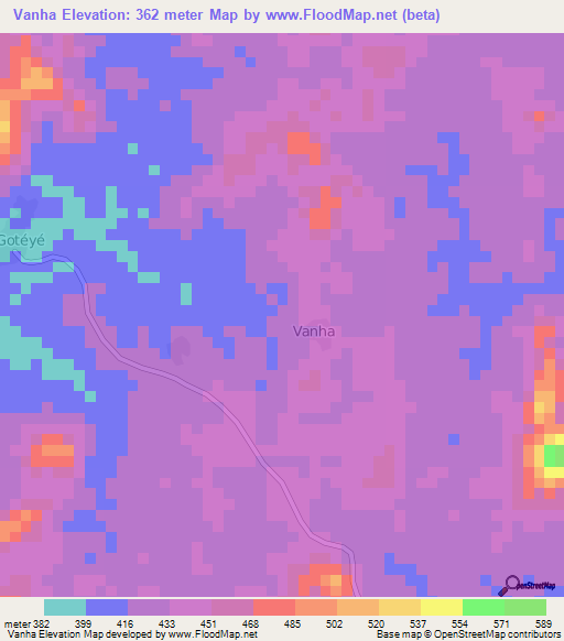 Vanha,Guinea Elevation Map