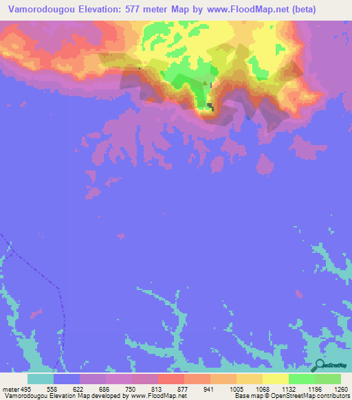 Vamorodougou,Guinea Elevation Map