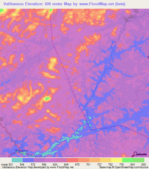 Valibassou,Guinea Elevation Map