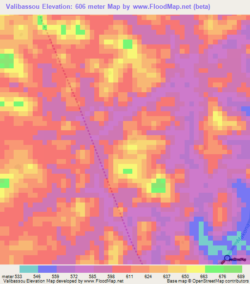 Valibassou,Guinea Elevation Map