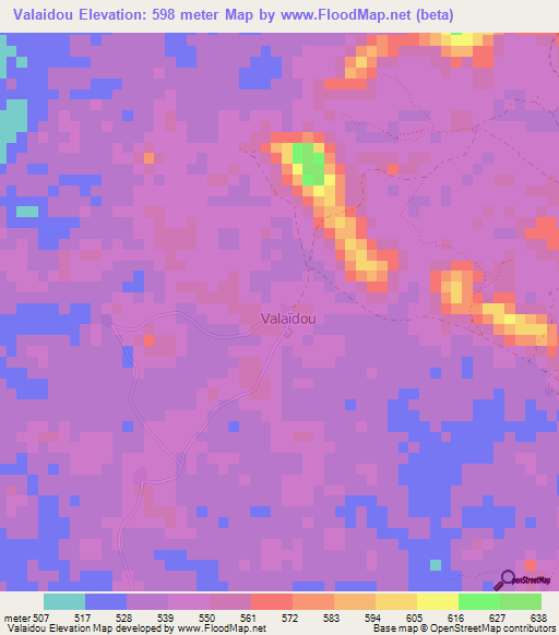 Valaidou,Guinea Elevation Map